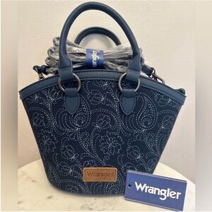 Wrangler Blue Floral Stitch Mini Tote Bag